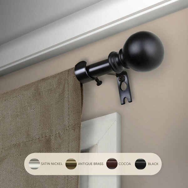 Kd Encimera 0.625 in. Jayden Curtain Rod with 84 to 120 in. Extension, Black KD3733793